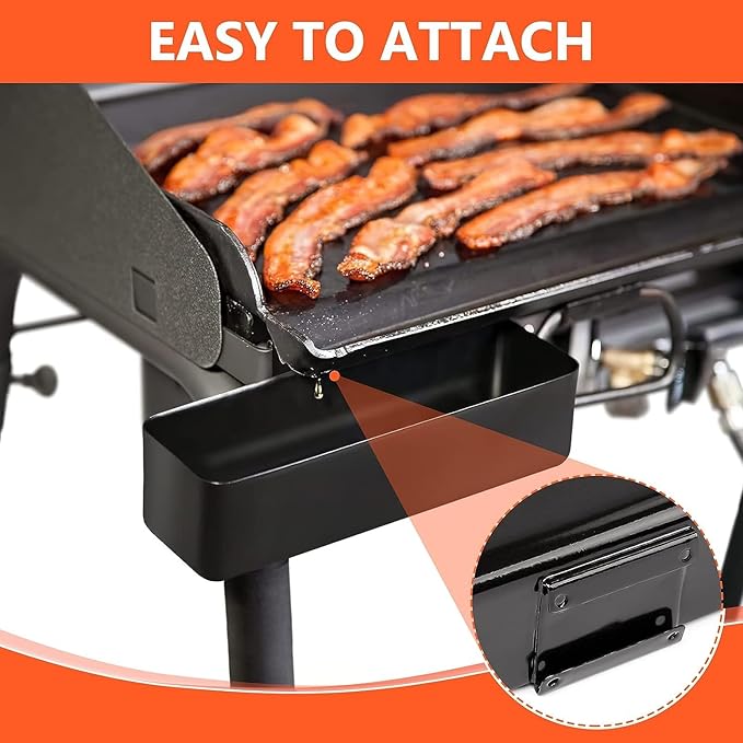 QuliMetal Grease Catcher with 15Pack Aluminum Foil Liners for Camp Chef Griddles - Fits Models SG100, SG90, SG14, SG30, SG60, FTG600, FTG900, FTG475 Portable Grill Griddles, Grease Cup Collection Pan