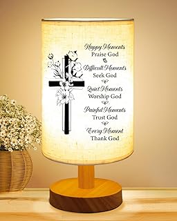 Christian Gifts for Women Faith, Inspirational Fabric Table Lamp, Graduation Birthday Religious Gift for Women, Sister, Friends, Bedside Table Lamp Christian Mothers Day Gifts