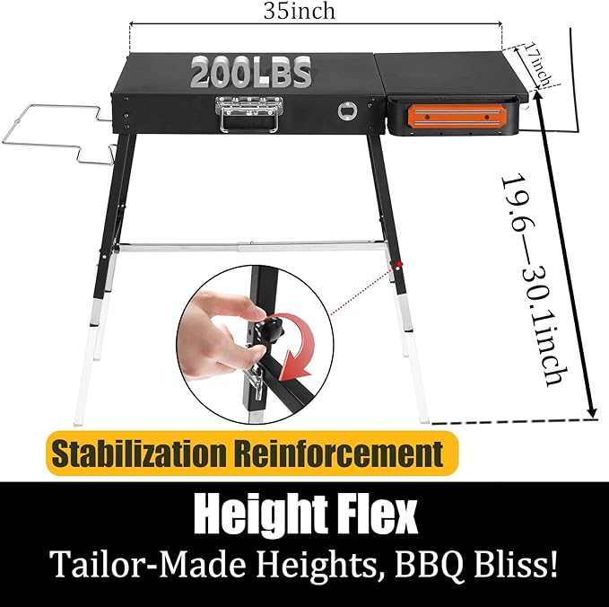 Portable Griddle Stand Compatible with Blackstone 17" or 22" Griddles - Folding Grill Table with Magnetic Tool Rack, Paper Towel Holder, Bottle Opener & Hooks for Outdoor Camping