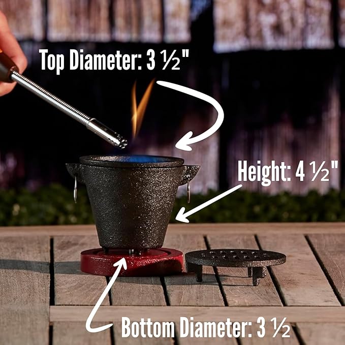 Mini Tabletop Fire Pit and Cast Iron Hibachi Grill Pan, Camping Tabletop Fire Pit Indoor & Outdoor Grill for Smores, BBQ, Smores Maker, Smokeless Firepit, Portable Mini Japanese Grill by Chef Master