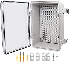 Electrical Box, Outdoor Waterproof Box IP67 Junction Box with Mounting Plate,ABS Plastic Project Box Power Cord Enclosure Clear 11" Dx7.5 Wx5.1 H
