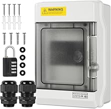 Outdoor Circuit Breaker Box,Power Distribution Box,Circuit Breaker Panels,Sub Panel Breaker Box, Electrical Panel Box with Clear Cover, Bus Bars and DIN Rail for Indoor and Outdoor(SH-4WAY)
