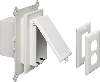Arlington DBVS1W-1 Low Profile IN BOX Recessed Outlet Box Wall Plate Kit for New Vinyl Siding Construction, Vertical, 1-Gang, White