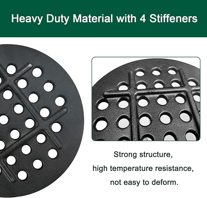 7.5" Cast Iron Bottom Fire Grate, BBQ High Heat Charcoal Plate for Kamado Joe Junior Fire Grate Grill Charcoal Replacement Accessories