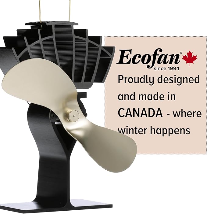 Ecofan UltrAir Heat Powered Stove Fan - Powerful Classic Design, High Performance, Perfect for Wood Stoves, 125 CFM - Circulates Warm Air Efficiently & Reduces Fuel Cost