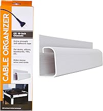Simple Cord 5 Pack of 16-Inch J Channel Cable Management Under Desk - Easy to Install Adhesive Mount Cord Organizer for Desk, Home Office, No-Drill Wall Cable Organizer (White)