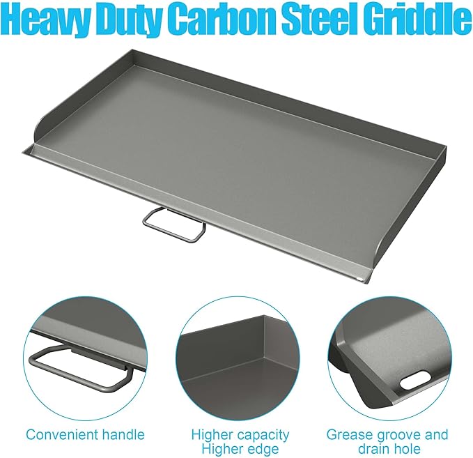 Professional Flat Top Steel Griddle for Camp Chef,Accessories for Camp Chef GB90D, TB90LW, TB90, TB90LWG, TB90LWG15, SPG90B, CCH3 Model Stoves,16'' x 38'' Griddle with Carry Bag