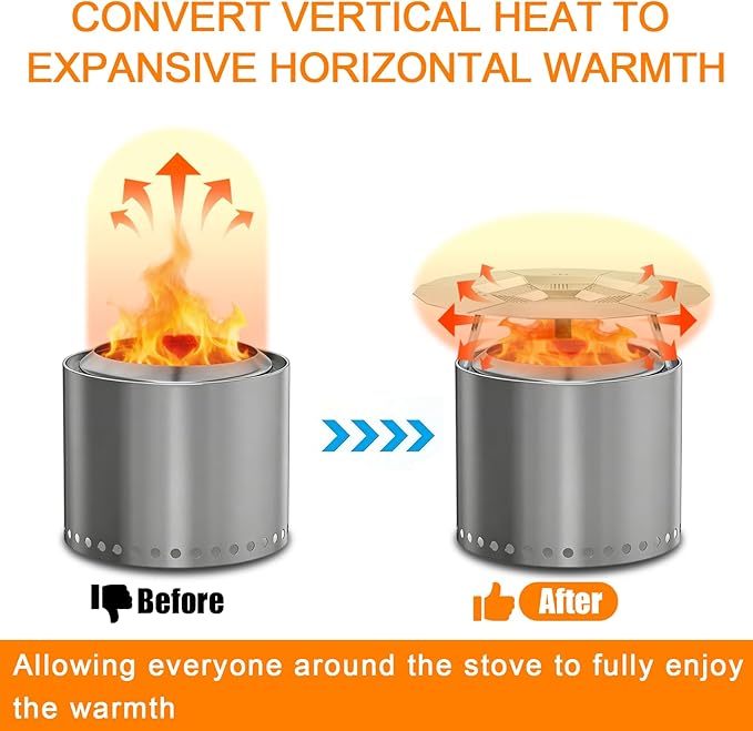 Heat Deflector for Solo Stove Bonfire 19.5", 304 Stainless Steel Heat Diffuser with Handles, Camping Accessory for Solo Stove Bonfire 1.0 & 2.0, Other 19.5" Fire Pits, Capture and Redirect Warmth