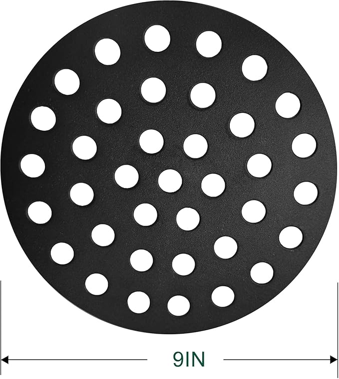 Round Cast Iron Fire Grate BBQ High Heat Charcoal Plate for Large Big Green Egg Bottom Grill Parts Accessories-9 inch