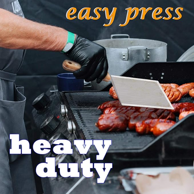 Metal Spatula Set of 2, Leonyo Stainless Steel Griddle Hamburger Spatula, as Barbecue Turner Grilling BBQ Griddle Accessories, Triple Rivets & 2 x S Hook, Heavy Duty & Easy Press