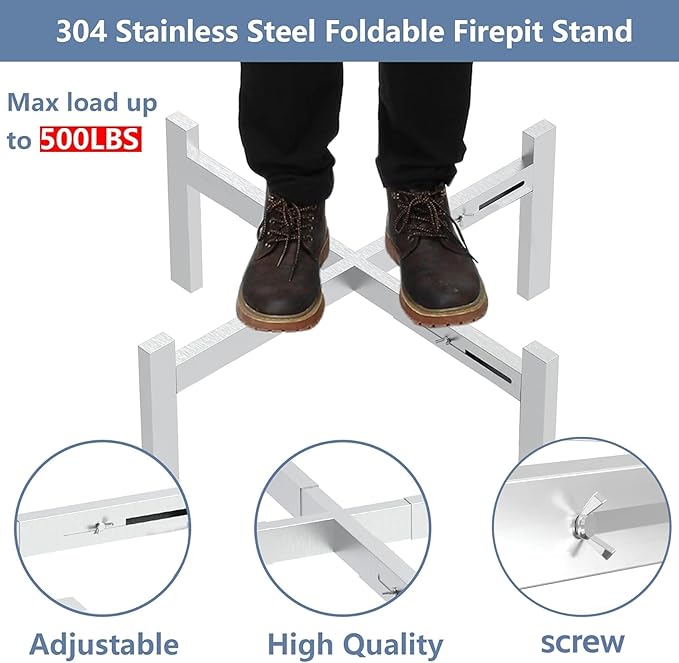 Firepit Stand for Solo Stove Accessories Bonfire Ranger Yukon and Other from 15 to 27 inch Fire Pit Adjustable Stainless Steel Outside Solostove Fireplace Patio Camping Backyard Parts