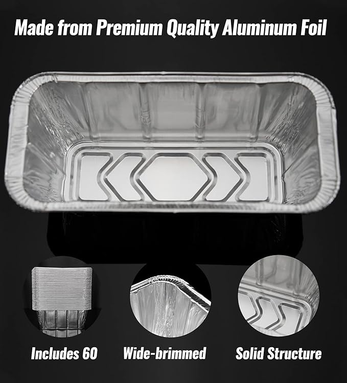 NUPICK 60 Pack Grease Cup Liners for Blackstone, Griddle Accessories for Blackstone 17"/22"/30"/28"/36" Griddle, Easy Cleaning Disposable Aluminum Grease Traps & Drip Pans for Blackstone Catcher, 5017