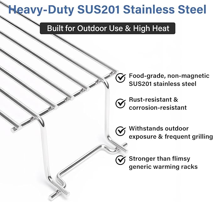 7641 Stainless Steel Warming Rack - Replacement for Weber Spirit 300/II 300 Series (Front Control: E310/S310/E320/S320/SP330), Fits Genesis Silver Gold B/C Grills
