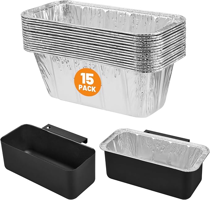 50-Pack Aluminum Foil Grill Drip Pan Grease Cup Liners Compatible with Blackstone Griddle (Griddle Grease Catcher+15Pcs Liners)