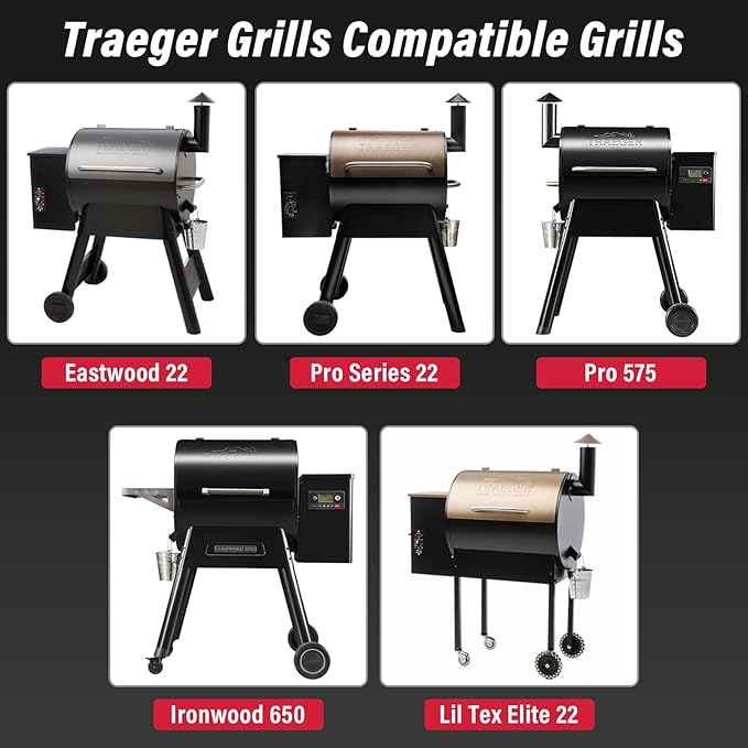 Utheer Folding Front Shelf for Traeger Pro 22, Pro 575, Ironwood 650 Pellet Grills, BAC362 Grill Accessory 25" x 12", Heavy-Duty Steel Table Supports 60 LBS, Foldable Prep & Storage Station