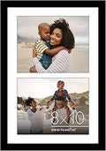 Americanflat 8x10 Double Picture Frame with Shatter-Resistant Glass - Fits Two 8x10 Photos or use as One 12x18 Poster Frame - Signature Collection - Collage Frames for Wall Display - Black
