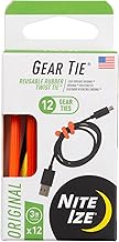 Nite Ize Gear Tie Original ProPacks - Reusable Rubber Twist Ties for Indoor & Outdoor Use - Bendable Wire Interior - Durable Rubber Exterior - Secure Grip - Assorted Colors, 3" (12 Pack)