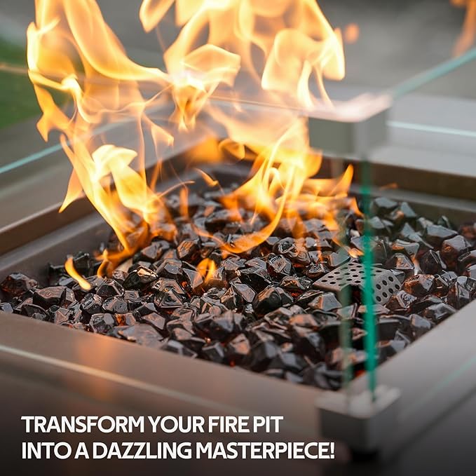 Mr. Fireglass 1/2-Inch Polygon Fire Glass for Fireplace Fire Pit & Lanscaping, 10 Pounds High Luster Amber