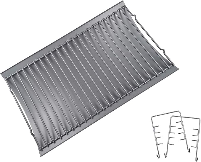 LS'BABQ 20 Inches Ash Pan Charcoal Grill Replacement Parts for Chargriller 5050 5072 5650 2123 2223 2823 Charcoal Grills with 2 PCS Fire Grate Hangers, Replacement Part for Chargriller Model #200157