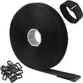 16Ft x 1In Adjustable Cable Straps with 25 Buckles, Free Cut Length, Black Reusable Fastening Cable Ties, Hook and Loop Securing Strap for Cable Tidy, Wire Management, Cord Organiser, Black