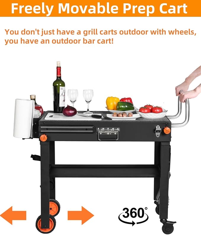 Grill Table For Blackstone Griddle 22 and 17 Inch, Grill Carts and 22 inch Griddle Cover, Foldable Quickly Blackstone Stand Suitable for Travel/Camping And Outdoor Meals