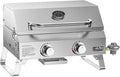ONLYFIRE GRILLS Tabletop Gas Grill 2 Burners, 20" Portable Propane Grill with Foldable Legs for Outdoor Patio Backyard Camping Tailgating RV Trip Beach, Stainless Steel Gas Stove 16000BTU, GS322