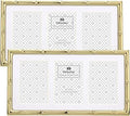 YiPinYin Gold 3-2x3'' Multi Bamboo Detail Designs Metal Picture Frame 3 Section Frame 2pack,Baby Nurse frames With Soft Touch Velvet Backing for Desktop and Wall Décor