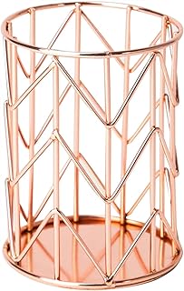 Pen Holder for Desk, Make Up Brush Holder Rose Gold Metal Wire Pencil Cup Holders