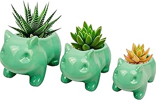 3 Pack Succulent Plant Pots, Ceramic Planters Mini Cute Animal Planters for Potted Plants Cactus Flowers Home Decor Crafts Gifts