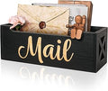 Mail Organizer Mail Holder Countertop, Rustic Wooden Mail Basket Mail Tray Letter Holder Box for Desk Home Office Wall Mount