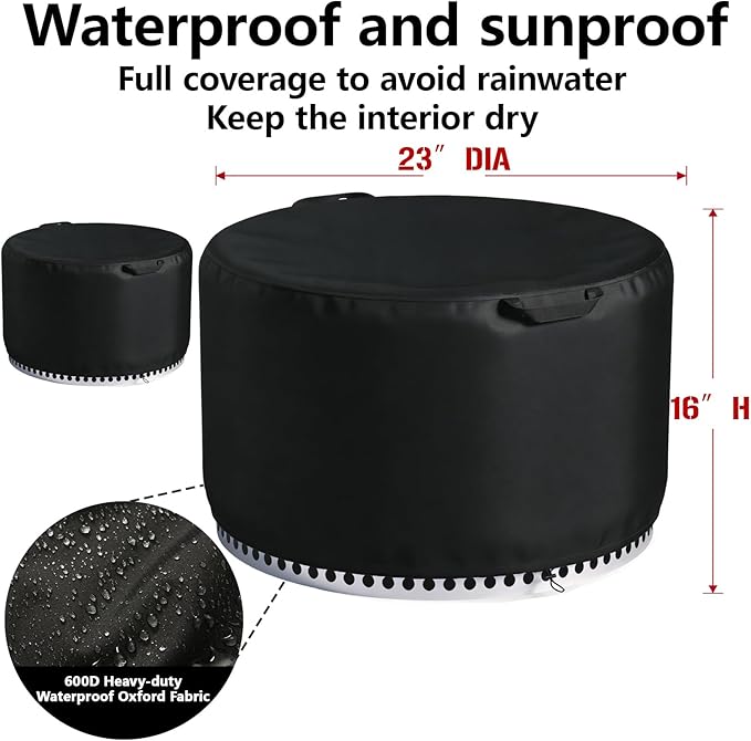 Chinchilla Round Fire Pit Cover for Solo Stove Bonfire 22 inch - Waterproof 600D Oxford Fabric Cover, Tear Resistant & All-Weather Protection for Smokeless, Gas, Table, or Bowl Fire Pits