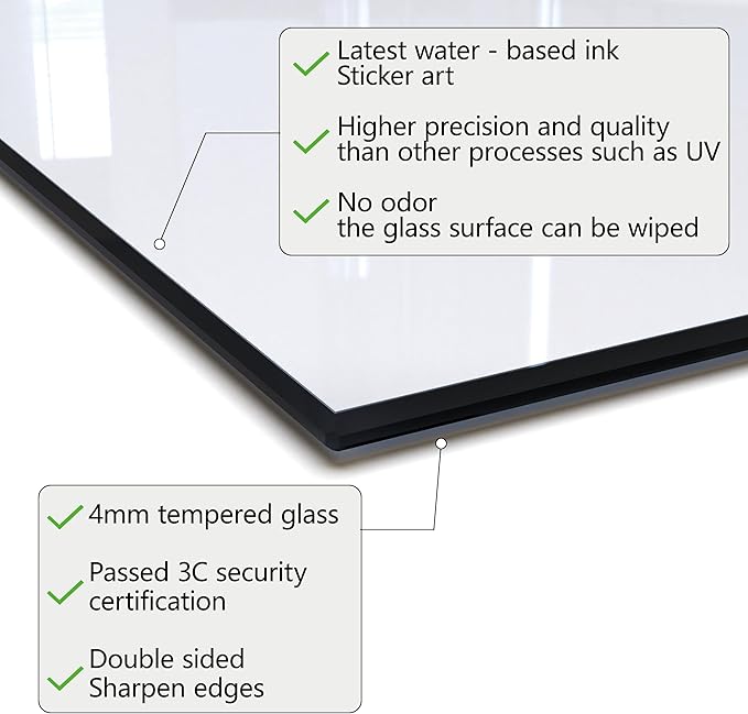 DAIFURONGE Tempered Glass Backsplash for Kitchen, Black and White Art Stove Backsplash Protector - Easy to Clean Wall Decor (White, 30"x24"(76.2x60.96cm))