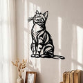 Otoolling Cat Wall Art Decor Black Metal Wall Sculptures for Cat Lovers 11.8 x 8.6 Inch Cats Sign Therian Decor for Living Room Bedroom Kitchen Home Decoration