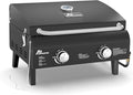 Black Portable Gas Grill, Dual 10,000 BTU Burners, 275 Sq.In Cooking Space, Push-to-Start Ignition, Wind-Proof Lid with Built-in Thermometer, Perfect for Camping Tailgates & Backyard BBQ Cookouts