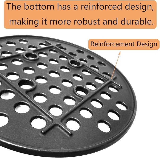 11.75" Cast Iron Round Fire Grate, High Heat Charcoal Plate Fire Bottom Grate Replacement Parts for Kamado Joe Big Joe I II III 24" Charcoal Grill