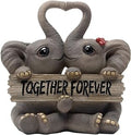 Loving Elephant Couple Figurine with Together Forever Sign and Heart Shape Trunks for Decorative Girls Bedroom Decor Statues Or Romantic Anniversary & Valentine's Day Gifts for Girlfriend and Women