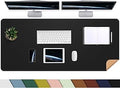 AFIING Large Desk Mat 47" x 17", Dual-Sided Natural Cork & PU Leather Desk Pad, Non-Slip Waterproof Mouse Pad for Office, Home & Gaming, Black