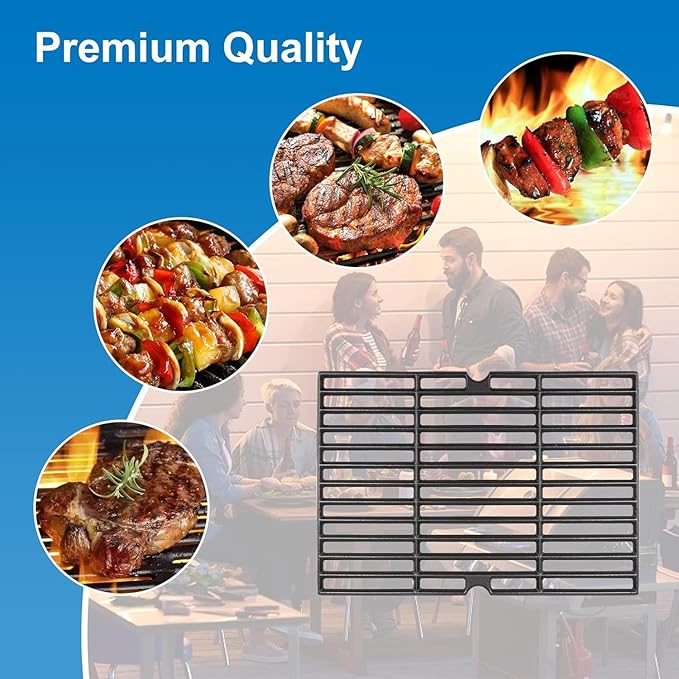 Uniflasy Cast Iron Cooking Grates Replacement for Char-Broil Black 3-Burner Gas Grill, Fits Model 463736024, Heavy Duty Matte Cast Iron Grill Grates, 2-Pack