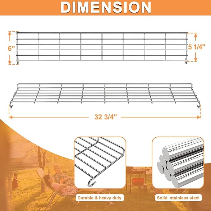 66045 Warming Rack for 4-Burner Weber Genesis 2 GS4 Grill Parts Replacement Weber GS4 Genesis II 400 SER II E410 E435 S435 SE410 Accessories 4 Burner Grills, 32 3/4" L Stainless Steel Upper Rack 66800