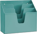 Acrimet Horizontal Triple File Folder Holder Organizer, Open Top Desktop Document Sorter for Letter Size Papers & Folders, Plastic (Solid Green)