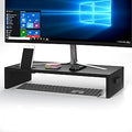 1home Ergonomic Monitor Stand Riser, 21.3 Inch Wood Desktop Stand with Cellphone Holder and Cable Management, Black
