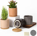4 Inch Ceramic Plant Pot with Saucer, Multicolor Bright Glazed Planters Pots with Drainage Hole and Mesh Pads for Succulent, Indoor Flowers, Snake Plants, Cactus, Herbs, Set of 4