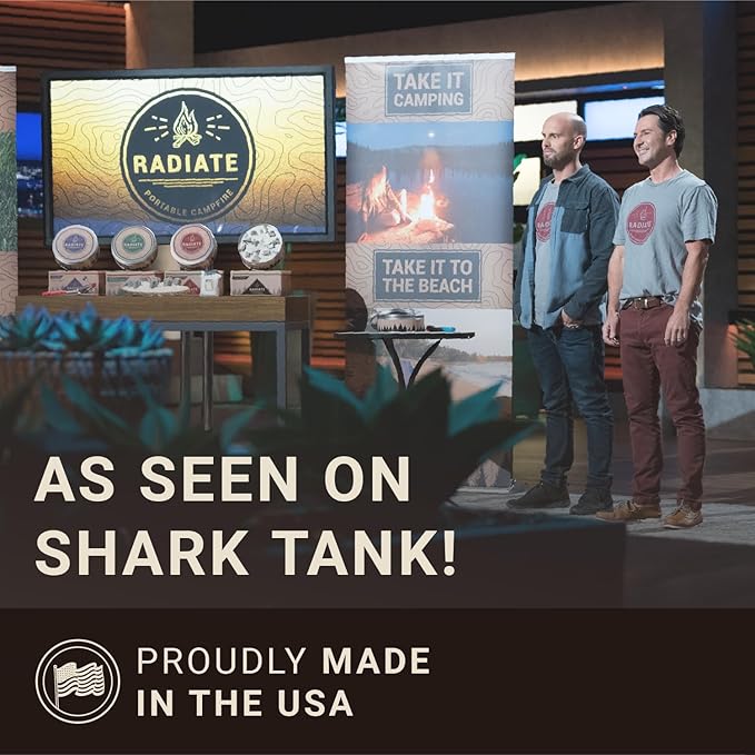 Radiate XL 8" Portable Campfire As Seen On Shark Tank - Up to 2 Hours of Burn Time - Reusable Travel Fire Pit for Camping, Patios & Beach Days - Portable Fire Pit - Made in USA