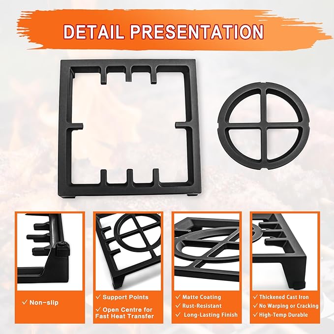 W11380124 Stove Grate Replacement Parts for Whirlpool KitchenAid Gas Range Parts Dual Fuel Range Cooking Grate 11"x 10.8" KFDC558JSS00 KCGC506JSS Stove Oven Cast Iron Cooktop Grate (1 Pack)