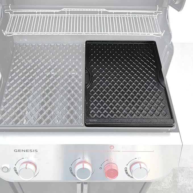 Cast Iron Griddle for Weber Genesis II 300 Series Replacement for Genesis II E-310 E-315 E-325 E-330 E-335 S-310 S-335 S-345 & LX 300 (2017+), 18.75" x 13.25" Flat Top Grill Plate 66095 66802 66805