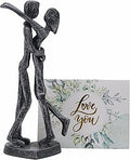 6th Anniversary Iron Sculpture Gift – Romantic Couple Statue for Her, Handcrafted Black Metal Decor – Wedding, Valentine’s, Birthday Keepsake – Includes Card