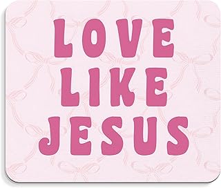 Pink Jesus Decor Mouse Pad - Trendy Coquette Christian Bow Office Desk Mousepad, Pink Coquette Preppy Girly Bow Decor Mousepad, Christian Jesus Preppy Gifts, Coworker Gifts, 9.5x8 Inches