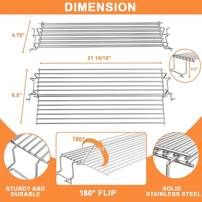 67027 Raised Warming Rack for Weber GS4 Spirit II/I 300 SER Spirit 2 Grill Replacement E310 E320 (2013-2017) Hanging Rack,2-sided Upper Rack for Webber Accessories Weber Spirit II 3 Burner Grill Parts
