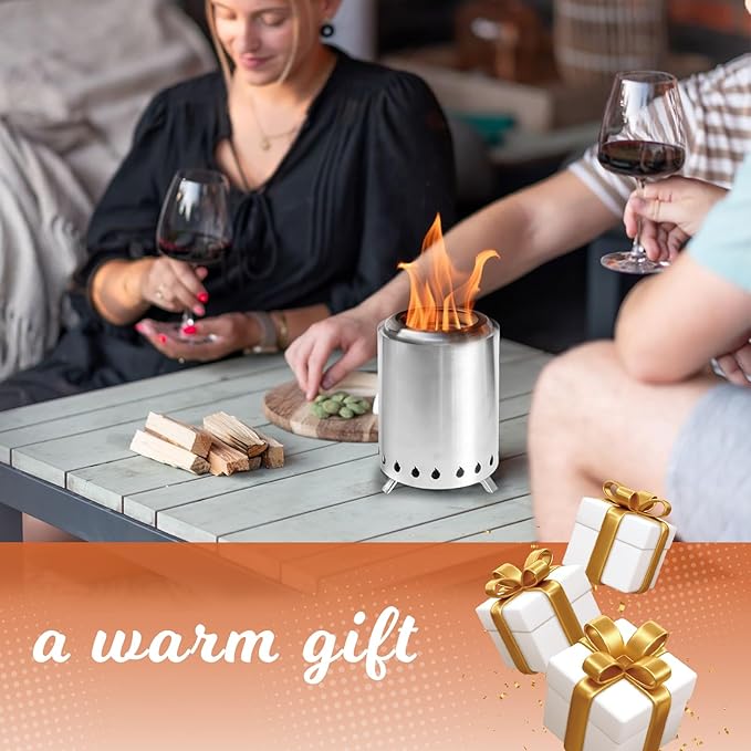 Tabletop Fire Pit Outdoor, Wood Pellet Table Top Firepit, 7 Inch Mini Fire Pit with Removable Ash-Pan, Firepit with Carry Bag for Outside Patio Camping Backyard Picnic