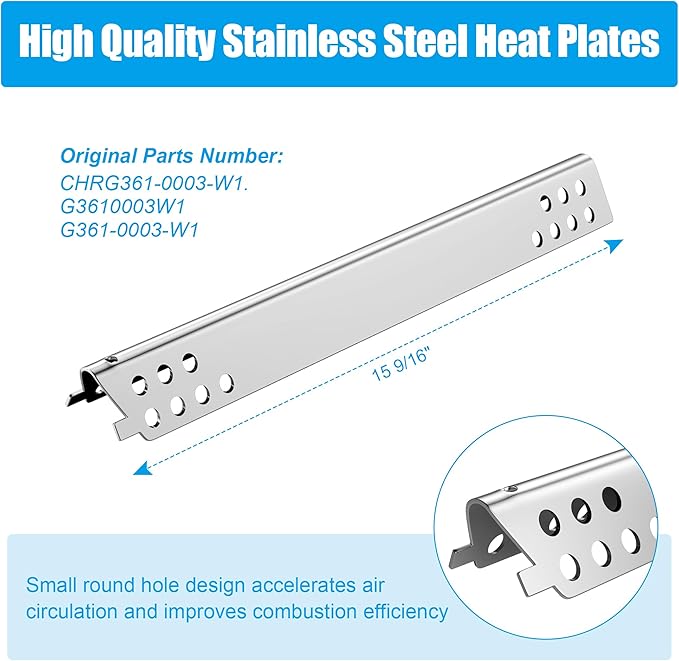 Outspark Grill Replacement Parts for Charbroil Performance TRU-Infrared 300 2 Burner 463633316 463672016 Gas Grill,17" Emitter Plates,Heat Tent Plates and Grill Burners for Charbroil G466-2500-W1